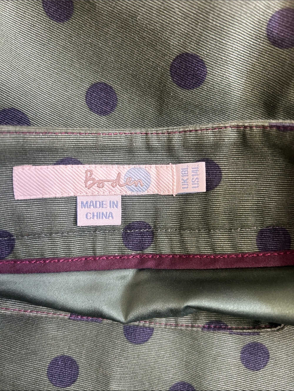 Boden Green & Navy Polka Dot Skirt 14L (14 LONG) - Picture 4 of 7